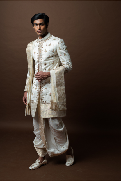 Embroidered Sherwani with Zari Detailing