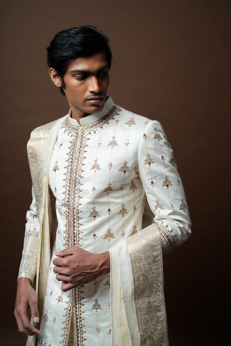 Embroidered Sherwani with Zari Detailing