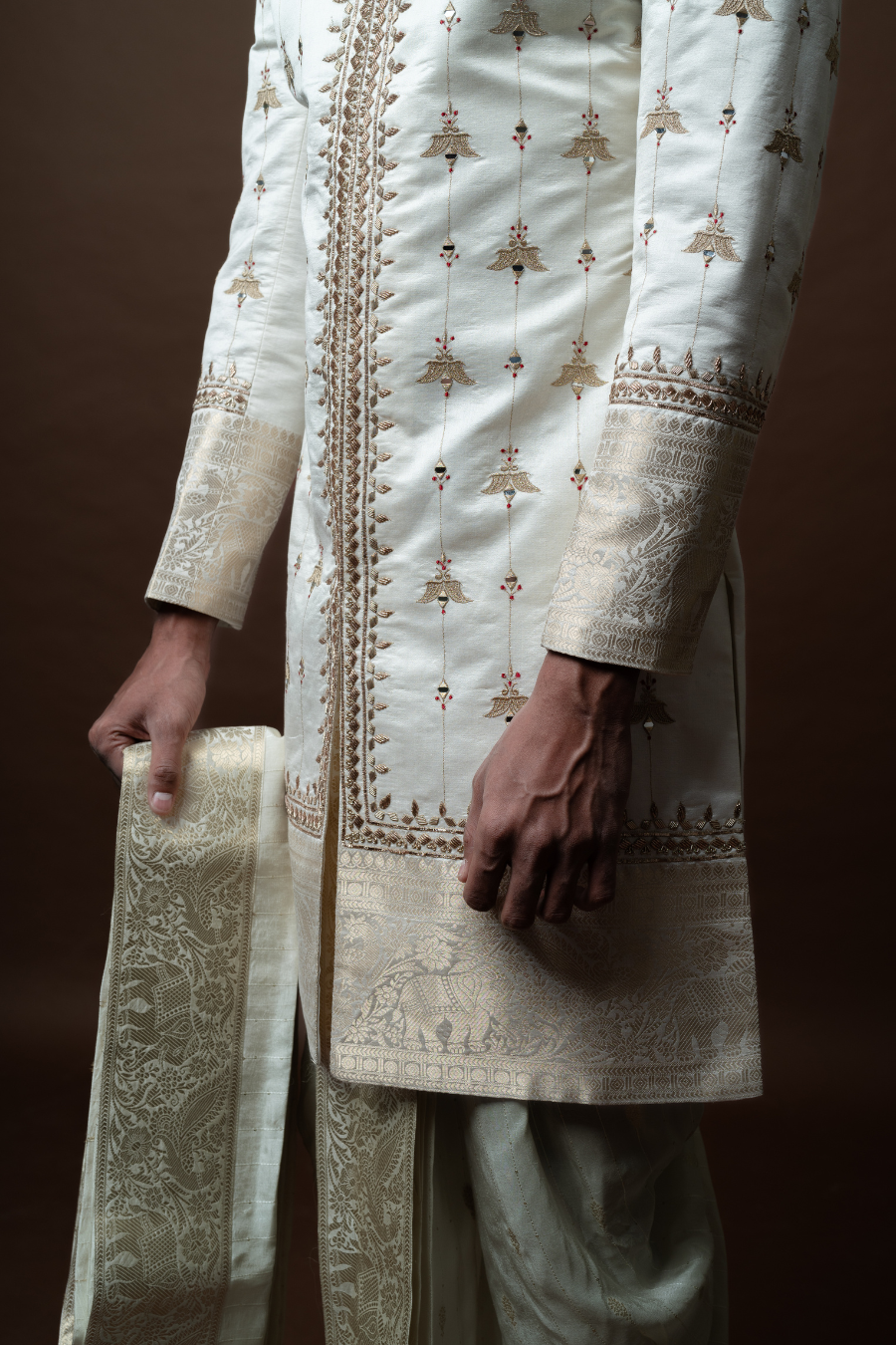 Embroidered Sherwani with Zari Detailing