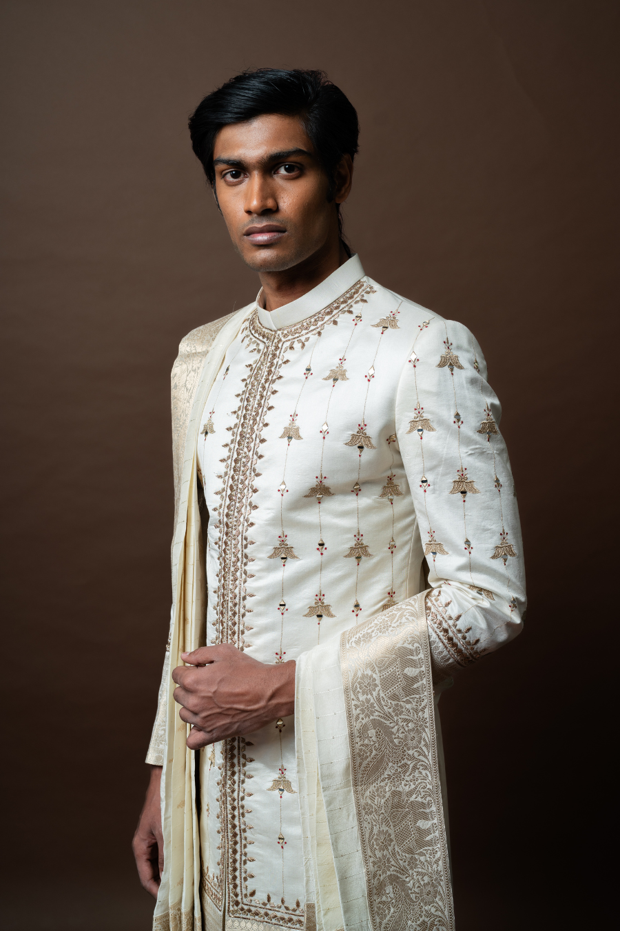 Embroidered Sherwani with Zari Detailing