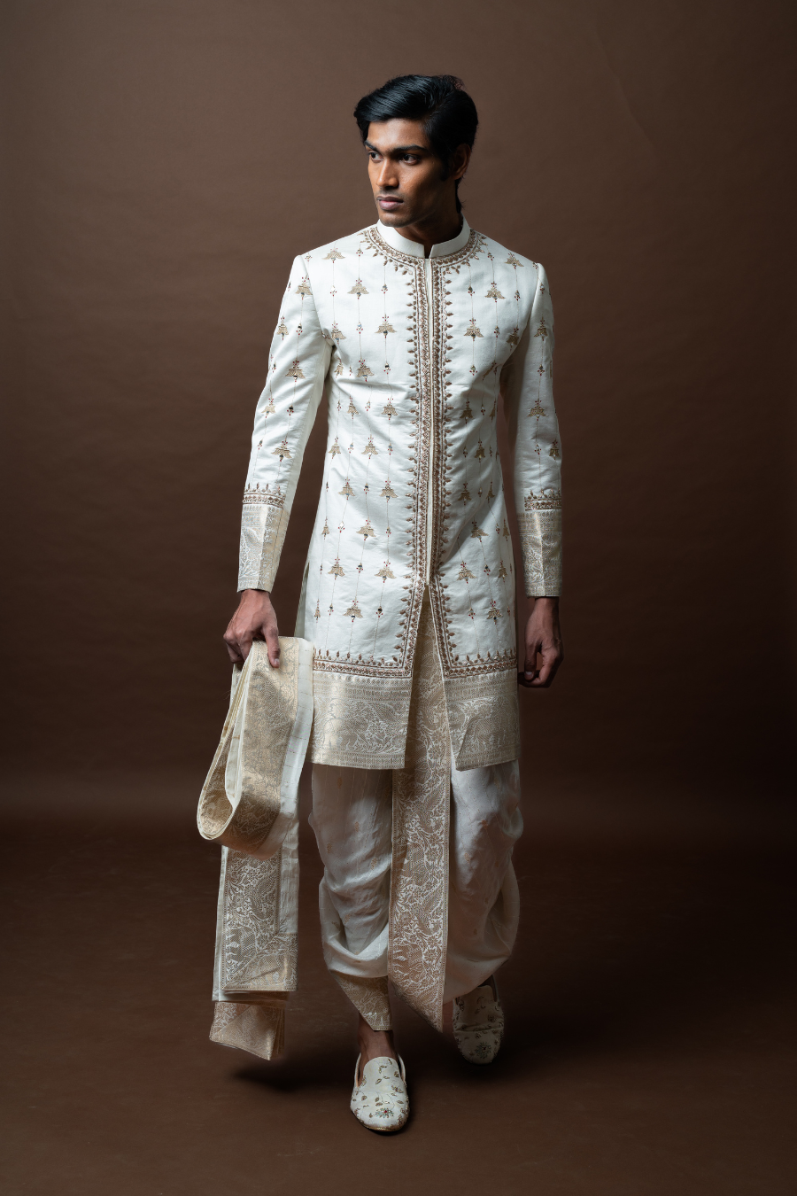 Embroidered Sherwani with Zari Detailing