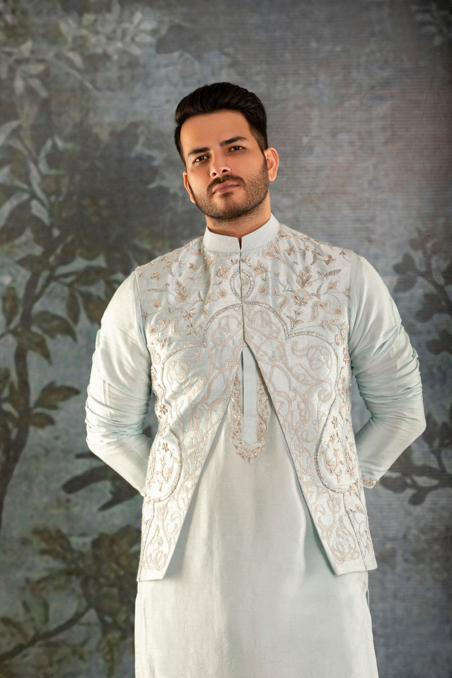 Blue Waistcoat Kurta