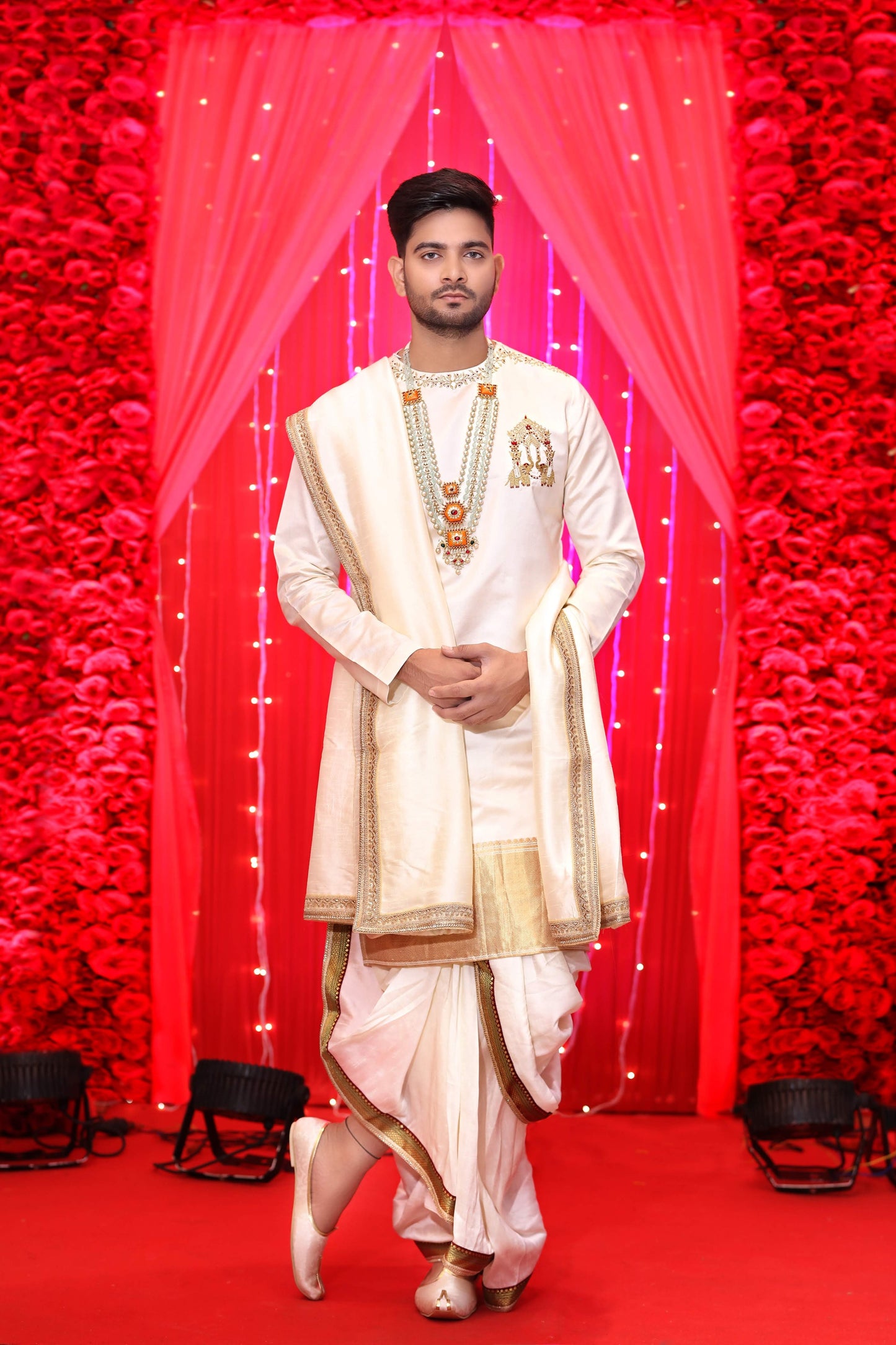 Cream Kurta with Dhoti