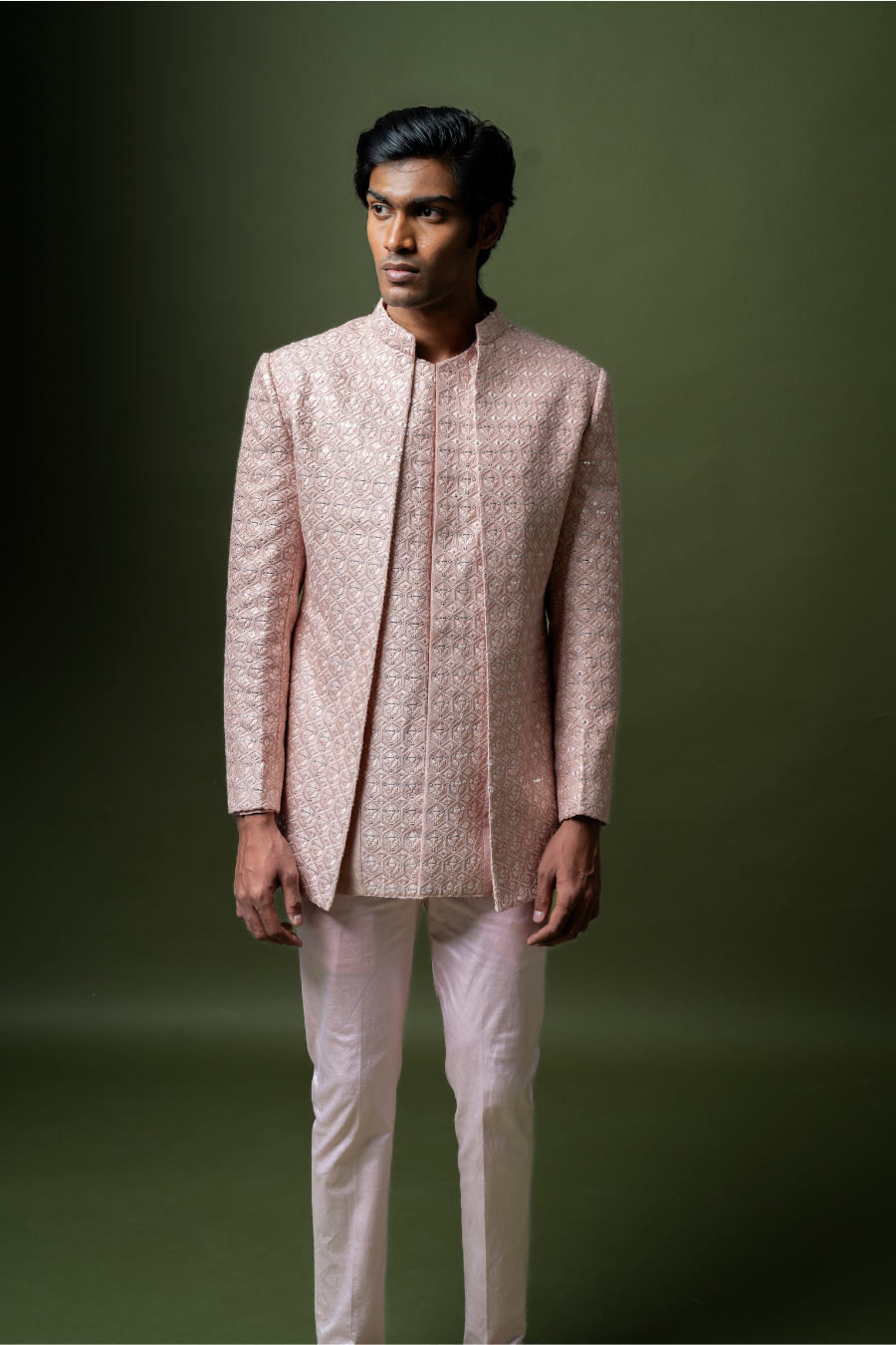 Blush Pink Embroidered Jodhpuri Suit