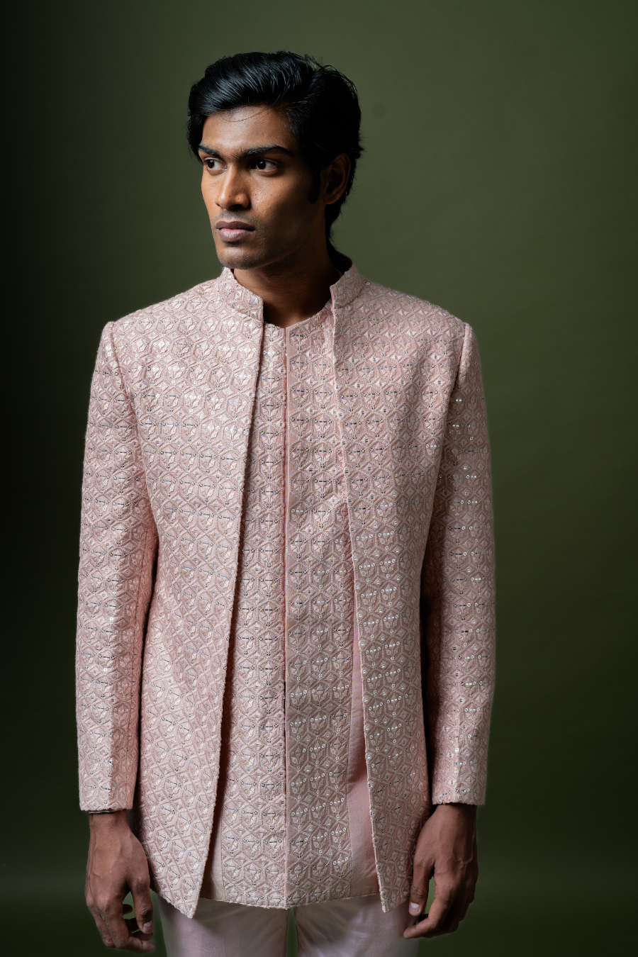 Blush Pink Embroidered Jodhpuri Suit