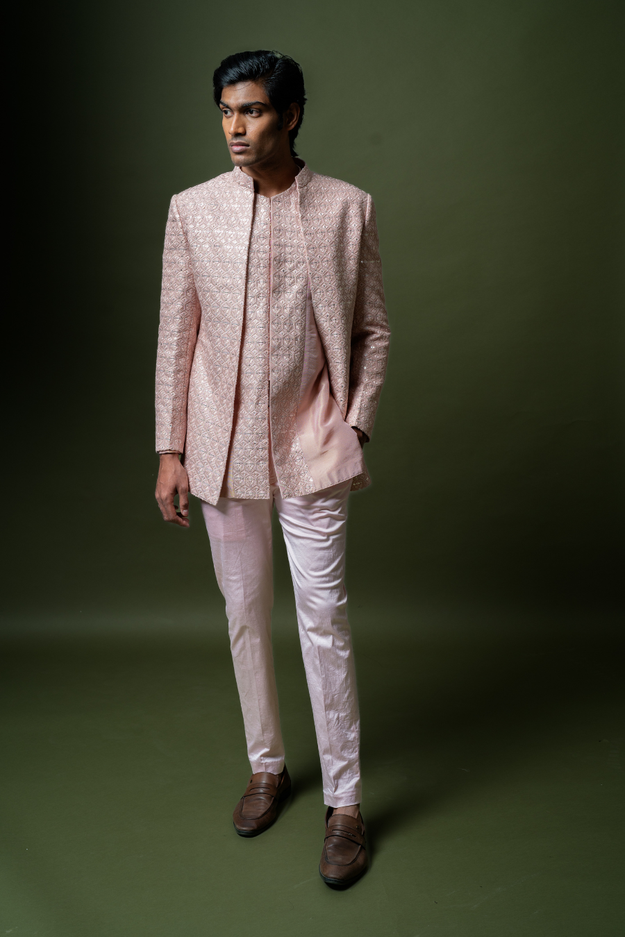 Blush Pink Embroidered Jodhpuri Suit