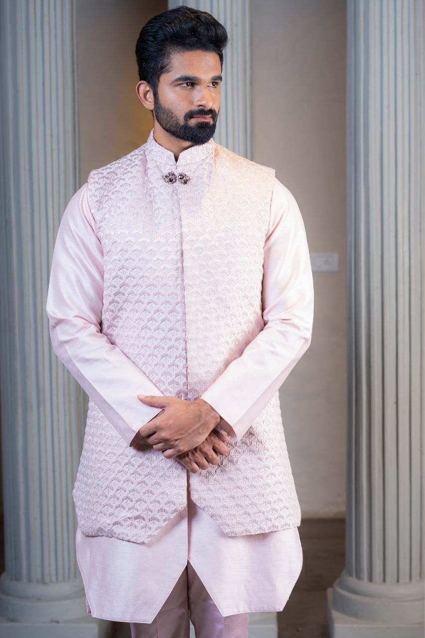 Power Pink Kurta Waistcoat